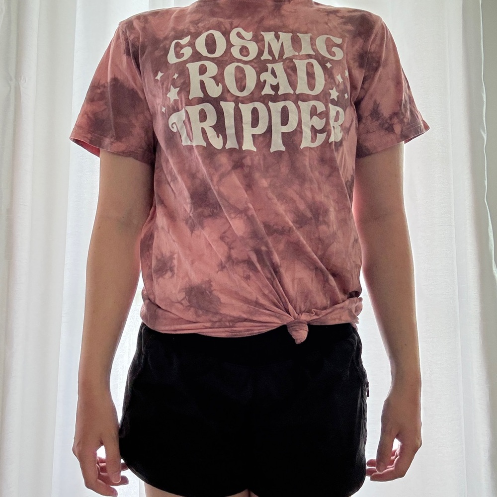 Women's Tie-Dye Graphic Tee - Pink and Black
